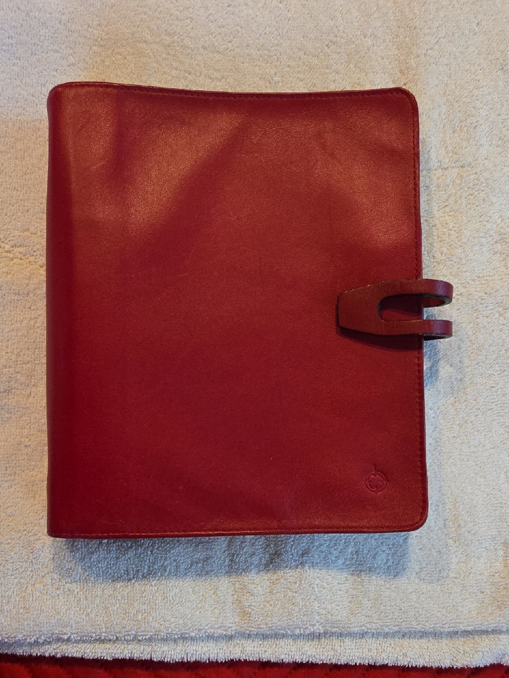 Franklin Covey Red Leather Organizer with Strap Closure